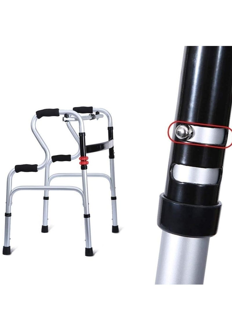 Generic Elderly Foldable Rehabilitation Walker Adjustable Walking Assist Aluminum Alloy Standing Frame Disabled Mobility Training Tools  - Image 2