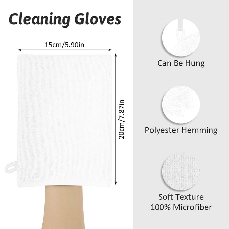 hotut HOTUT 8 Pack Microfiber Body Wash Mitts, 15x20 cm Flannels Soft Shower Face Mitts, Face Cleansing Mitts, Soft Face Mitten, Bath SPA Cloth, Reusable Makeup Remover Mitt Gloves (White) - Image 2