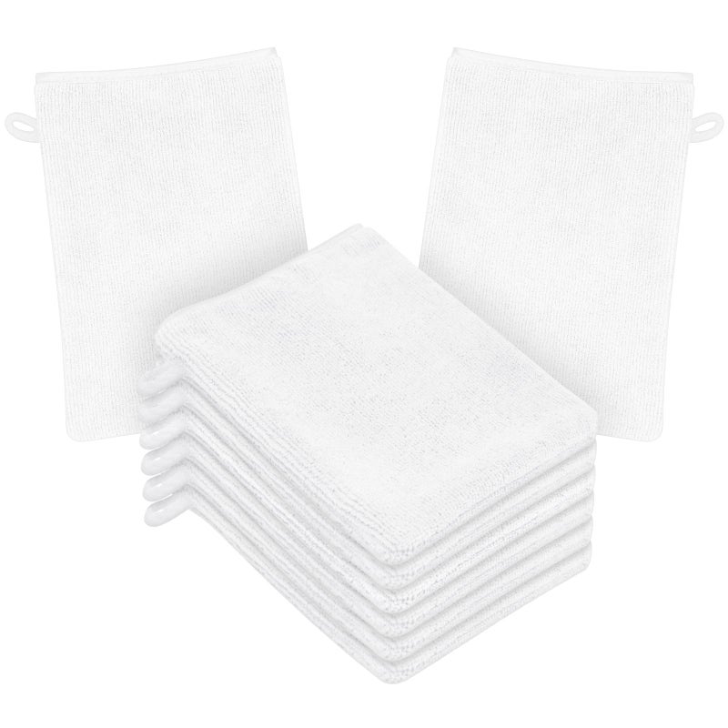 hotut HOTUT 8 Pack Microfiber Body Wash Mitts, 15x20 cm Flannels Soft Shower Face Mitts, Face Cleansing Mitts, Soft Face Mitten, Bath SPA Cloth, Reusable Makeup Remover Mitt Gloves (White) - Image 1