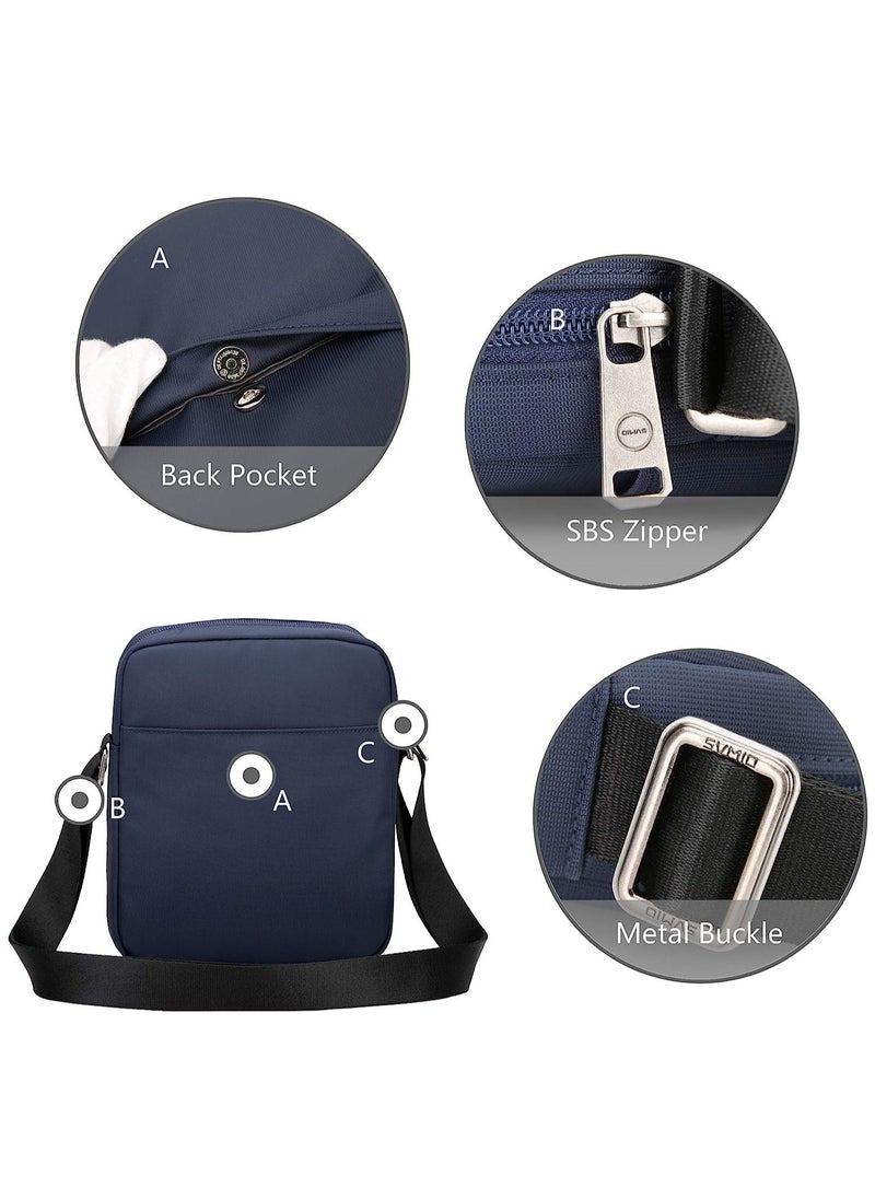 OIWAS - Small Man Bags for Men Waterproof Shoulder Bag Cross Body Phone Bag with Long Strap Cross Body Wallet Pouch Hold 7.9 inch Tablet iPad Kindle Blue - Image 1