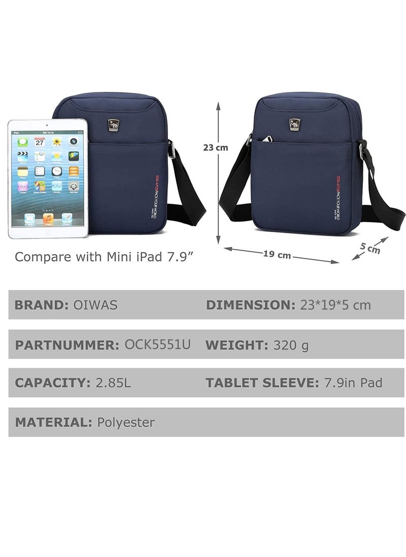 OIWAS - Small Man Bags for Men Waterproof Shoulder Bag Cross Body Phone Bag with Long Strap Cross Body Wallet Pouch Hold 7.9 inch Tablet iPad Kindle Blue - Image 1