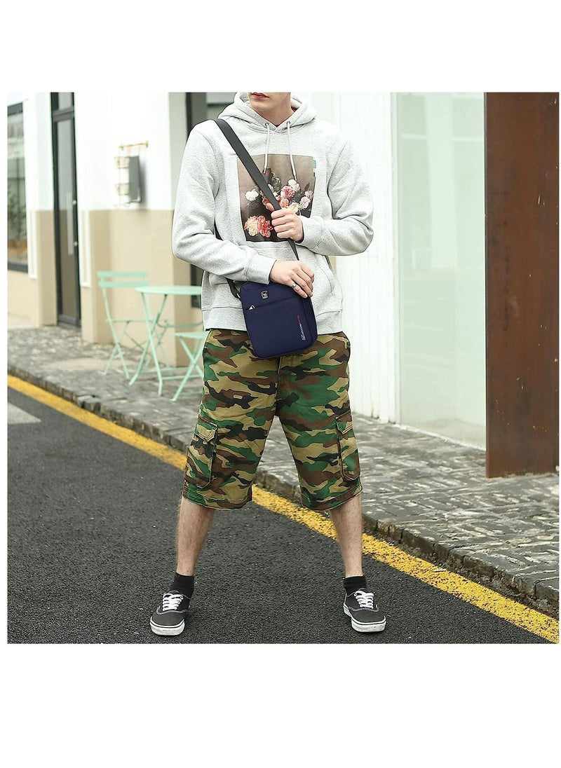 OIWAS - Small Man Bags for Men Waterproof Shoulder Bag Cross Body Phone Bag with Long Strap Cross Body Wallet Pouch Hold 7.9 inch Tablet iPad Kindle Blue - Image 1
