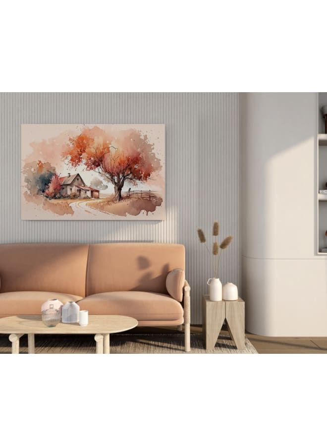 Home Gallery Autumn landscape with watercolor illustration house autumn tree 120x80 - Image 4