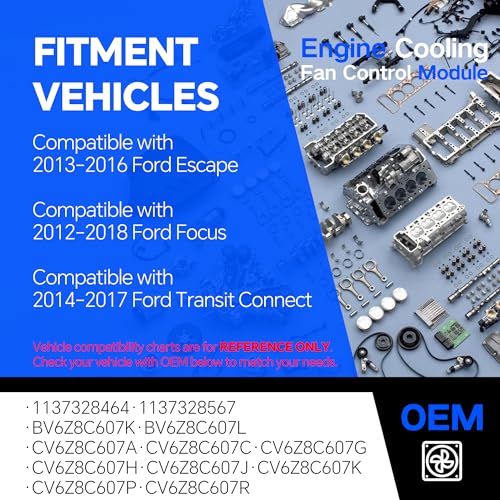 AdvanEX Engine Cooling Fan Control Module Compatible with 2013-2016 Ford Escape; 2012-2018 Focus; 2014-2017 Transit Connect Replace OE 1137328464 1137328567 - Image 3