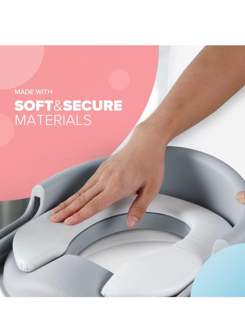 Hihonor Adjustable Potty Ladder Seat for Toilet Training with Steps,Handle & Soft Cushion Design Non Slip & Space Efficient Toddlers & Children Foldable & Easy Assembly Splash Guard Included Grey - Image 3