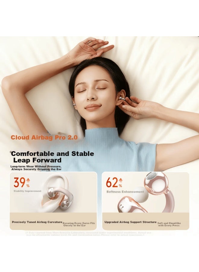 Viken【lossless Sound Quality |  Latest Model】clip-on Bluetooth Bone Conduction Earphones, Non-invasive, Open-ear, Long Battery Life, Wireless Sports Headset For Men And Women