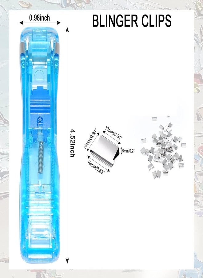 AUGEN Push Stapler 1 Pack, Mini Office Supplies Paper Staplers with 40 Pcs Reusable Clips, Binder Paper Clamps Desktop Stapler, Clam Clip Dispenser for Office Document Home School Supplies (Clear) - Image 2