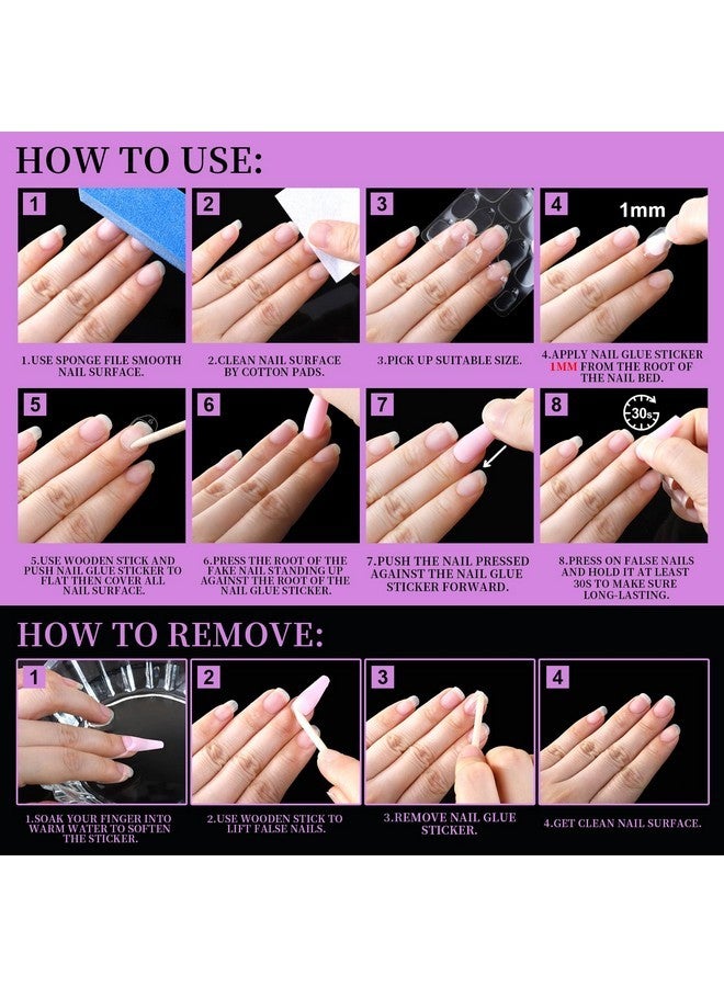 تينيتور 600 قطعة من ملصقات الأظافر اللاصقة، 15 مقاسًا من ملصقات الأظافر اللاصقة، ملصقات غراء الأظافر اللاصقة، 40 ورقة - Image 5