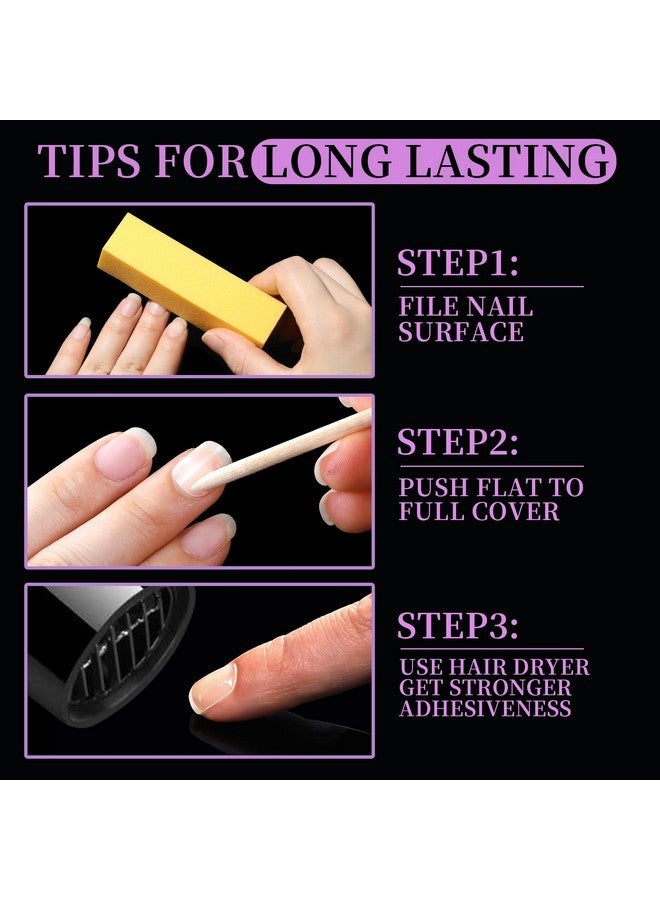 تينيتور 600 قطعة من ملصقات الأظافر اللاصقة، 15 مقاسًا من ملصقات الأظافر اللاصقة، ملصقات غراء الأظافر اللاصقة، 40 ورقة - Image 4