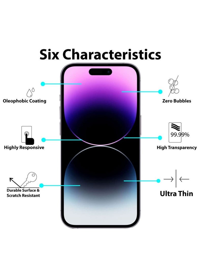 Tempered Glass Screen Protector (14 Pro) Film Full Coverage Edge to Edge Case Friendly 9D Screen Protector For Apple iPhone 14 Pro 6.1'' Clear/BLACK