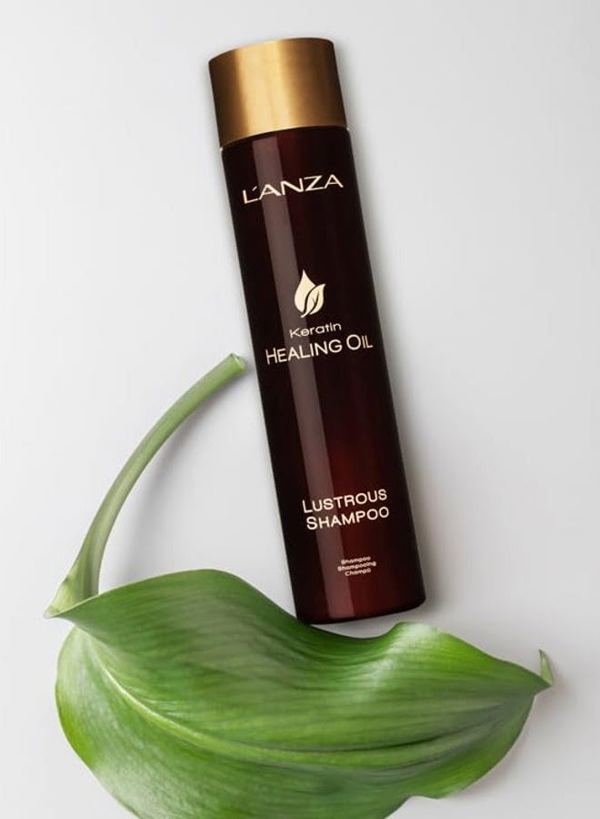 L'anza شامبو كيراتين هيلينغ أويل اللامع، شامبو كيراتين للشعر الجاف التالف، يعزز اللمعان والقوة وصحة الشعر، يصلح التلف ويمنع التجاعيد، خالي من الكبريتات، خالي من القسوة (32 أونصة سائلة) - Image 3