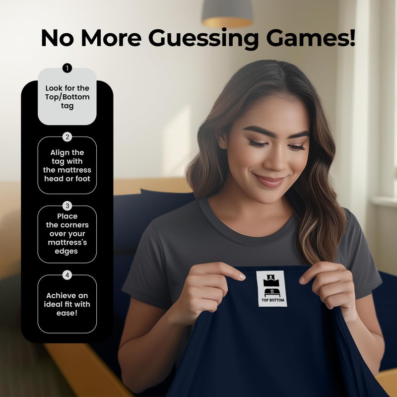 Utopia Bedding Queen Fitted Sheets - Bulk Pack of 6 Bottom Sheets - Soft Brushed Microfiber - Deep Pockets - Shrinkage & Fade Resistant - Easy Care (Navy) - Image 5