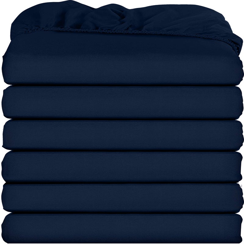 Utopia Bedding Queen Fitted Sheets - Bulk Pack of 6 Bottom Sheets - Soft Brushed Microfiber - Deep Pockets - Shrinkage & Fade Resistant - Easy Care (Navy) - Image 1