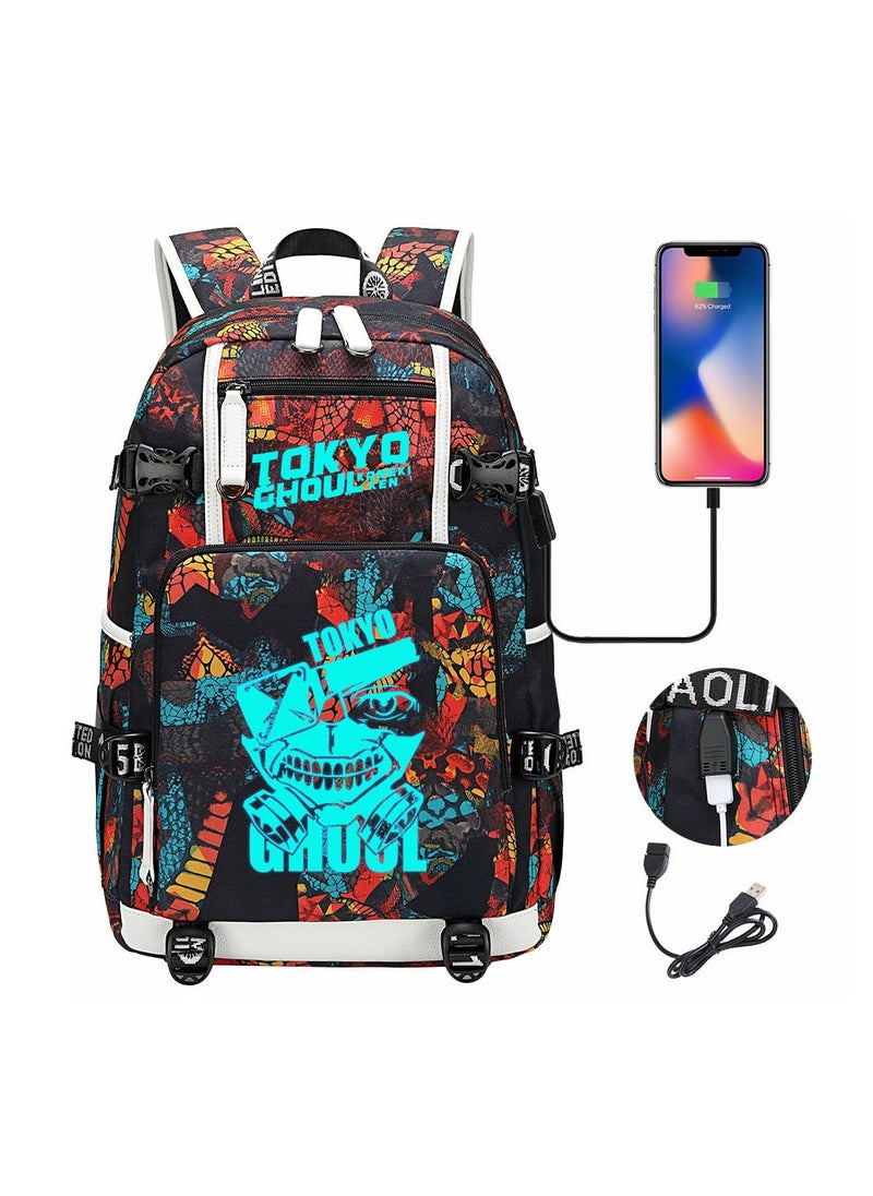 طوكيو - حقيبة ظهر للسفر الترفيهية للشباب مزودة بمنفذ USB مطبوعة من Nightglow - Image 1