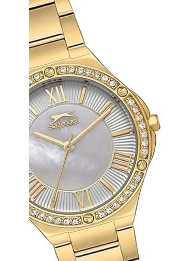 سلازنجر SLAZENGER Women's Watch, Analog Display and Metal Strap - SL.9.2225.3.05, Gold