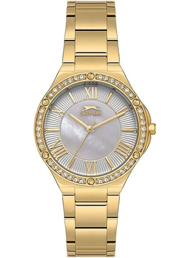 سلازنجر SLAZENGER Women's Watch, Analog Display and Metal Strap - SL.9.2225.3.05, Gold