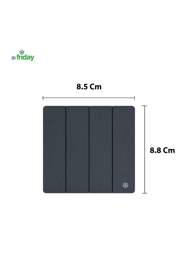 Alfriday Luxury 4-Gang 2-Way Light Switch, 16A 250V Modern Matte Grey Wall Switch, Screwless Designer Residential Light Control for Living Room, Master Suite & Office, 8.5 x 8.8 cm Slim Design - Image 3