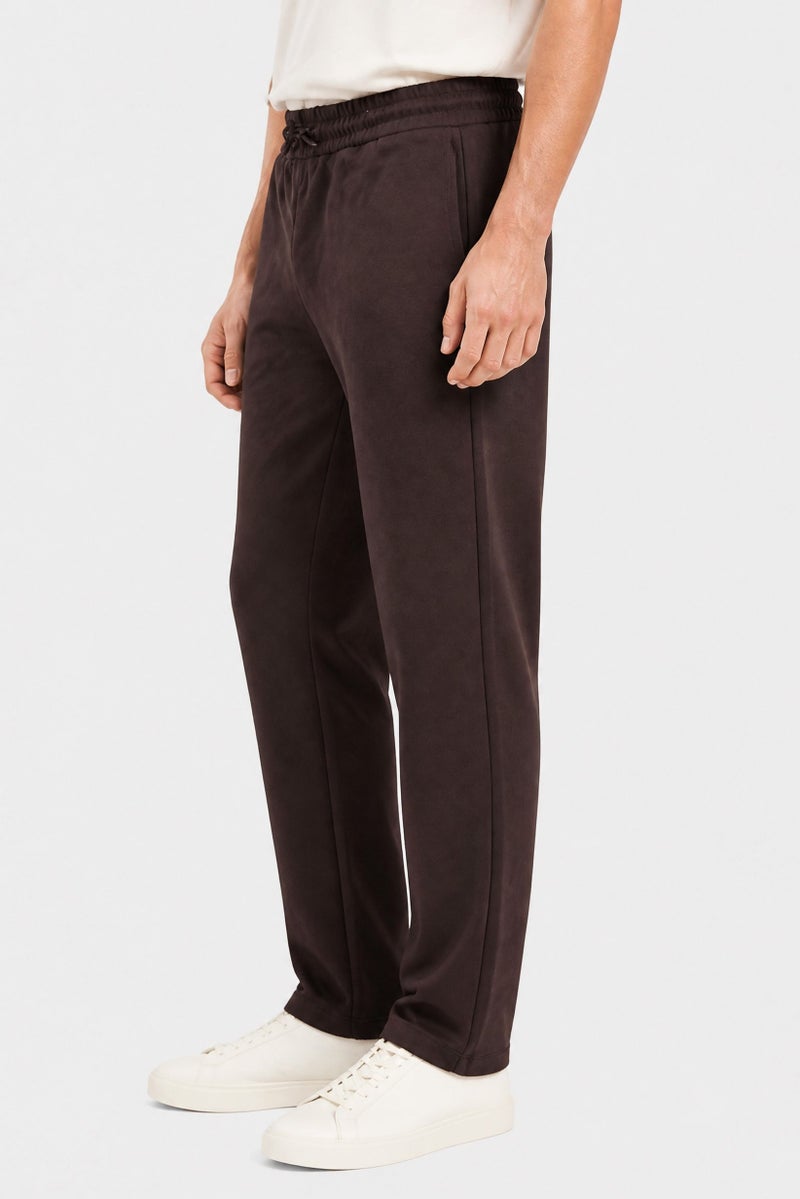 BRAVE SOUL Men Regular Fit Plain Jogger Pants, Dark Brown - Image 3