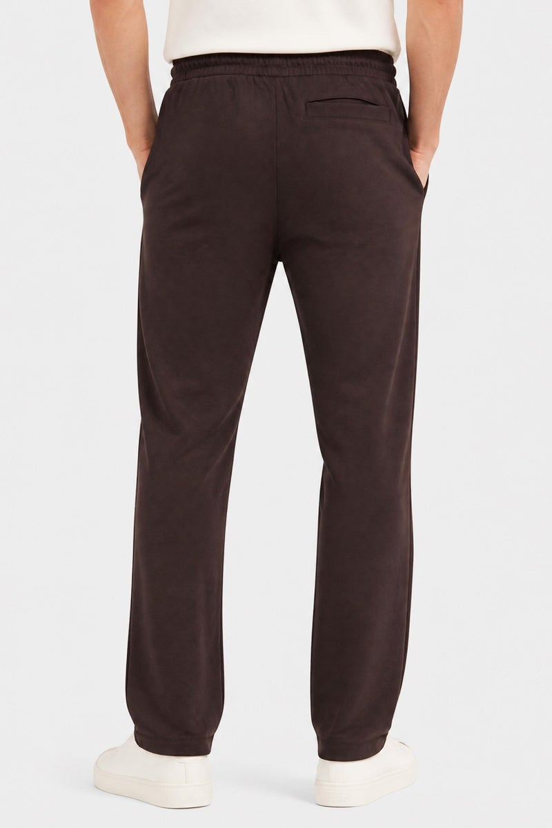 BRAVE SOUL Men Regular Fit Plain Jogger Pants, Dark Brown - Image 4
