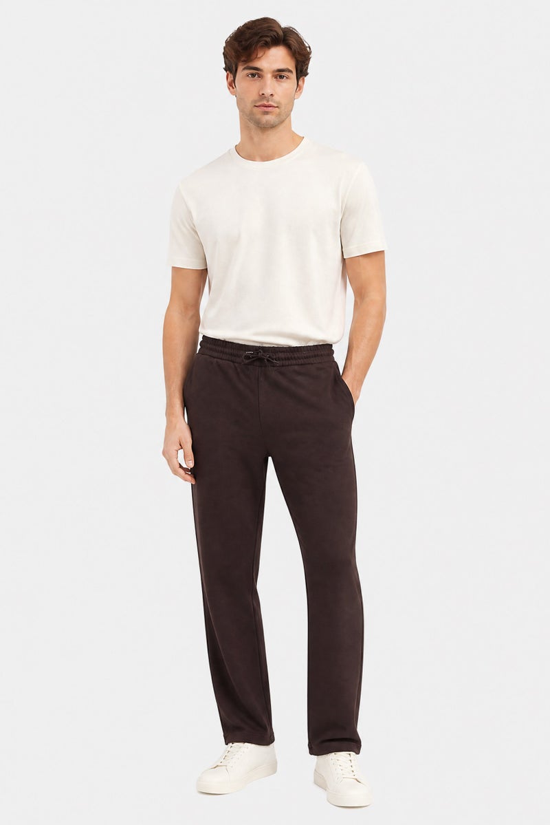 BRAVE SOUL Men Regular Fit Plain Jogger Pants, Dark Brown - Image 2