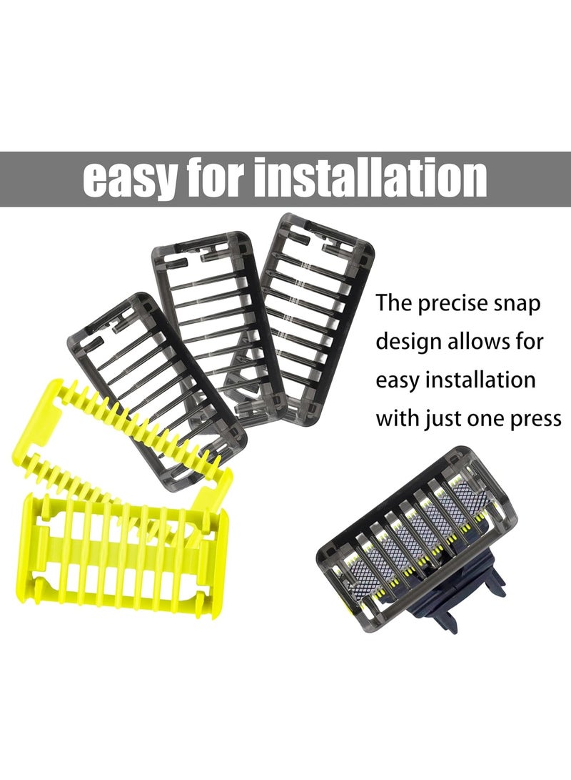 FAYET 7 PCS Replacement Guide Combs Set for Philips OneBlade QP25XX/QP26XX/QP65XX/QP66XX Series, 1/2/3/5 MM Beard Trimmer Guards, 3 MM Body Comb & Skin Protector Attachments - Image 3
