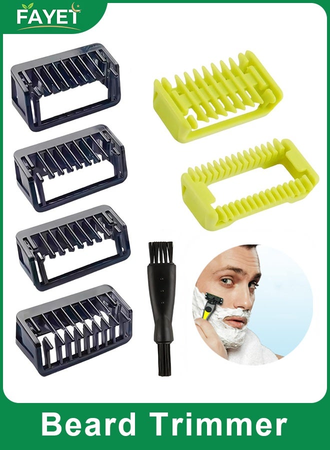 FAYET 7 PCS Replacement Guide Combs Set for Philips OneBlade QP25XX/QP26XX/QP65XX/QP66XX Series, 1/2/3/5 MM Beard Trimmer Guards, 3 MM Body Comb & Skin Protector Attachments - Image 1