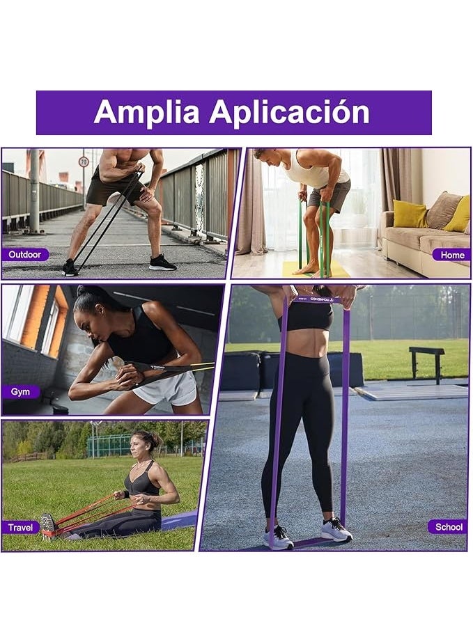 TOMSHOO 5 Packs Pull up Assist Bands, Resistance Bands with Straps Handles and Door Anchor, Stretch Bands,Exercise Bands with Guide for Fitness - Image 5