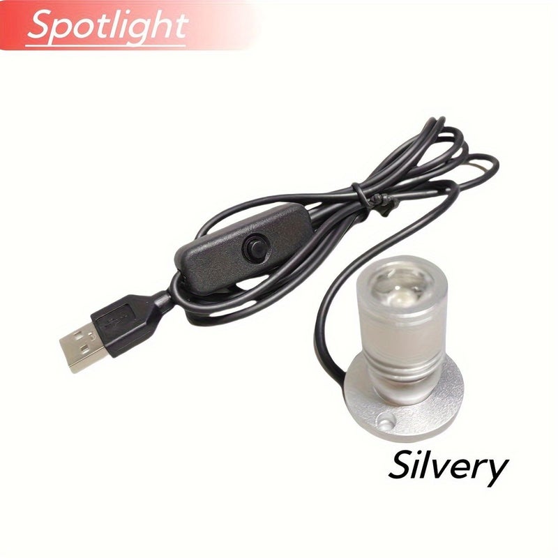 Silvery Aluminum Mini Spotlight USB 5V LED Accent Light Pink Glow - Image 4