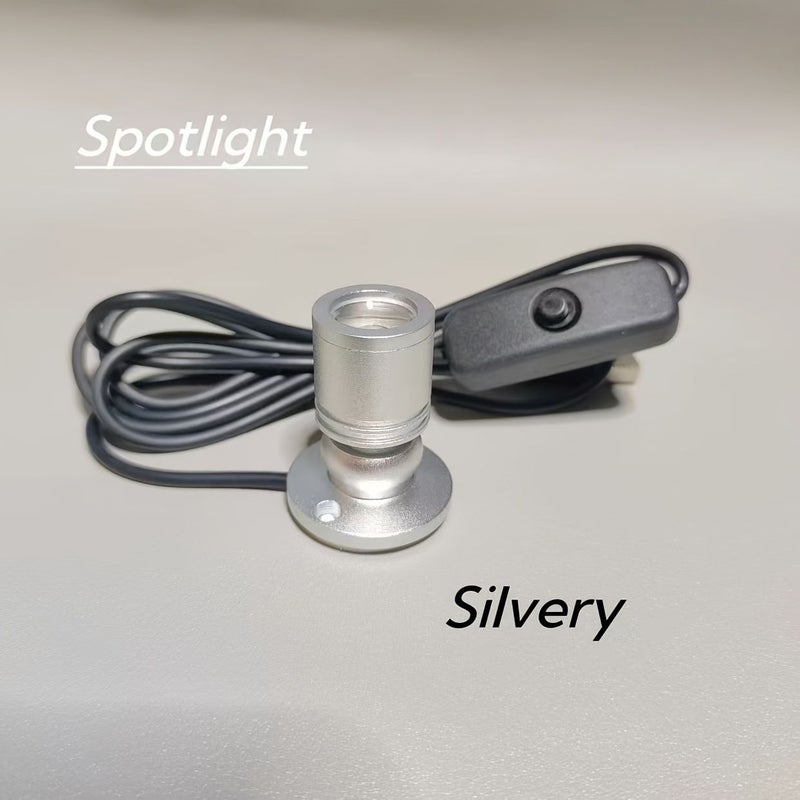Silvery Aluminum Mini Spotlight USB 5V LED Accent Light Pink Glow - Image 1