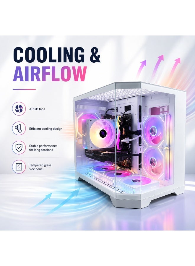 كمبيوتر Gaming بمعالج Intel Core i5-14400F وكارت RTX 3060 وذاكرة 16GB وSSD سعة 1TB وكيس ARGB + كيبورد Gaming وماوس وكابل مجانًا - Image 5