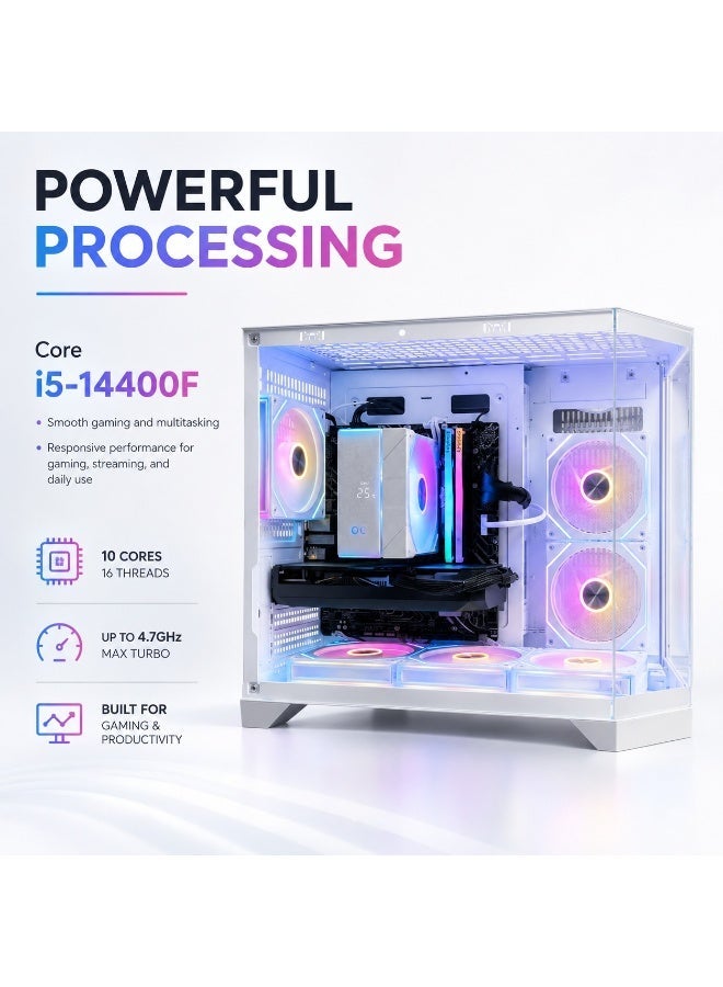 كمبيوتر Gaming بمعالج Intel Core i5-14400F وكارت RTX 3060 وذاكرة 16GB وSSD سعة 1TB وكيس ARGB + كيبورد Gaming وماوس وكابل مجانًا - Image 2