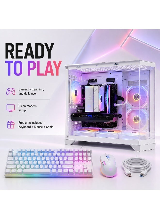 كمبيوتر Gaming بمعالج Intel Core i5-14400F وكارت RTX 3060 وذاكرة 16GB وSSD سعة 1TB وكيس ARGB + كيبورد Gaming وماوس وكابل مجانًا - Image 1