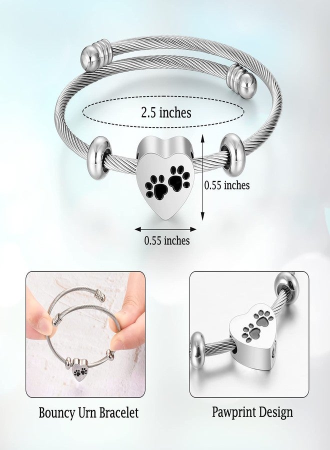 abooxiu Stainless Steel Cremation Bracelet, Heart Ashes Holder with Paw Print, Memorial Urn Bracelet for Cat Dog - Image 2