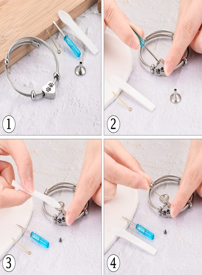 abooxiu Stainless Steel Cremation Bracelet, Heart Ashes Holder with Paw Print, Memorial Urn Bracelet for Cat Dog - Image 4