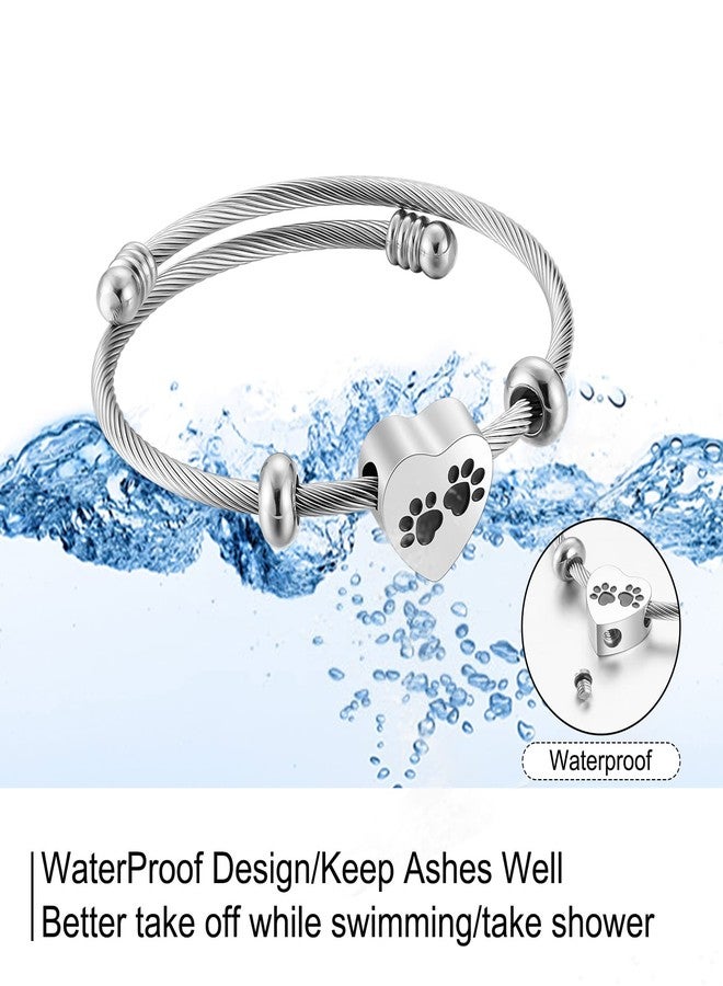 abooxiu Stainless Steel Cremation Bracelet, Heart Ashes Holder with Paw Print, Memorial Urn Bracelet for Cat Dog - Image 5