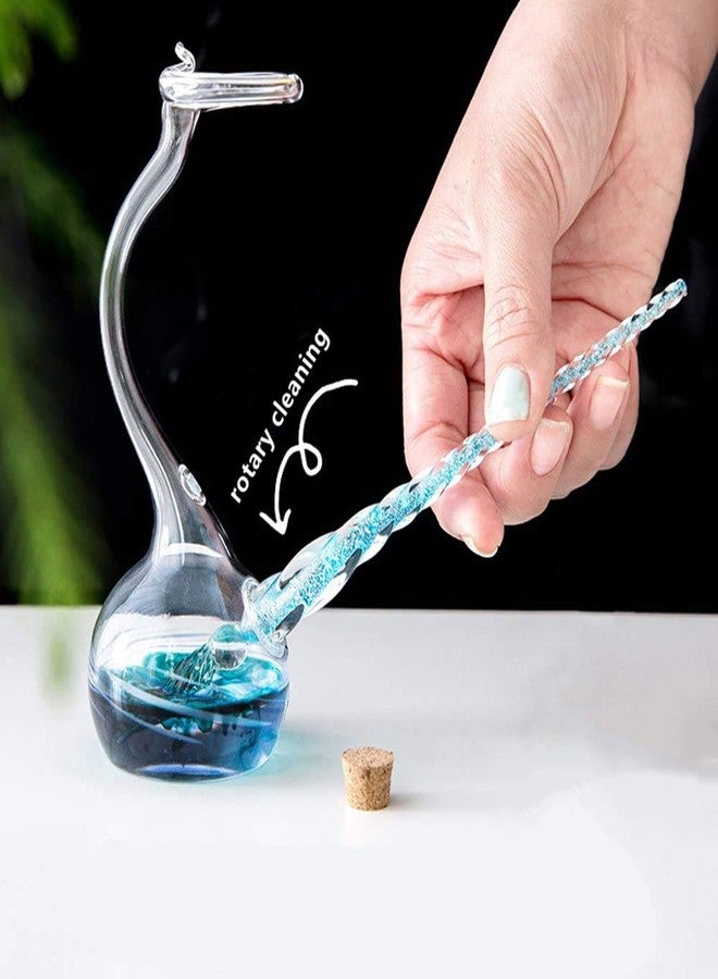 Earlyred Calligraphy Pen Set Handmade Glass Dip Pen Holder Crystal Drip Fountain Pen Writing Signatures Pen Ink Washing Inkwell Pen Decoration Office Student Gift Blue (Not Ink) - Image 3