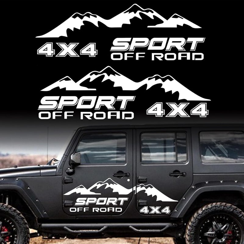 TOMALL 1 Pair 50.1'' Snow Mountain 4X4 Off-Road Decals for Car Body Door Side Auto Mountains Sport Graphic Vinyl Stickers Decoration for Pickup SUV Truck Vehicles Trunk Stickers Accessories (C-White) - Image 1