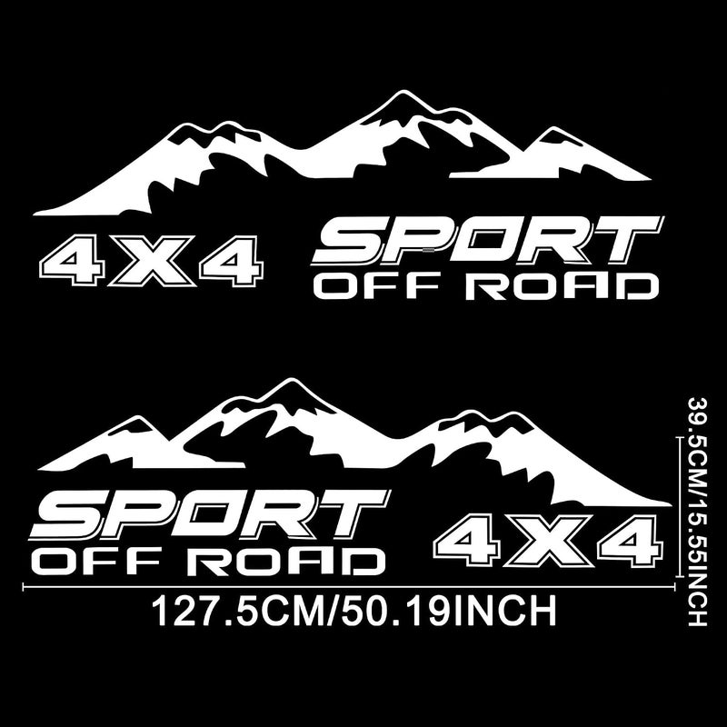 TOMALL 1 Pair 50.1'' Snow Mountain 4X4 Off-Road Decals for Car Body Door Side Auto Mountains Sport Graphic Vinyl Stickers Decoration for Pickup SUV Truck Vehicles Trunk Stickers Accessories (C-White) - Image 2