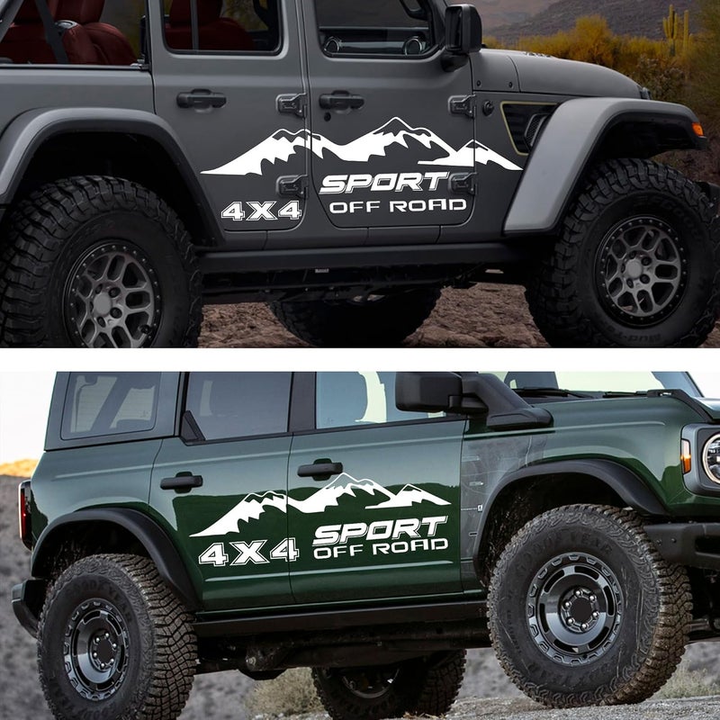 TOMALL 1 Pair 50.1'' Snow Mountain 4X4 Off-Road Decals for Car Body Door Side Auto Mountains Sport Graphic Vinyl Stickers Decoration for Pickup SUV Truck Vehicles Trunk Stickers Accessories (C-White) - Image 3