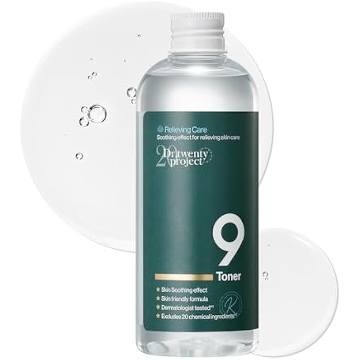 Dr.twentyproject 9 Toner - Soothing, Moisturizing, Sebum Control with Mugwort Extract for Sensitive, Dry, Oily Skin – Reduces Redness, Whiteheads, Blackheads - Korean Skin Care (300ml / 10.14 fl.oz) - Image 1