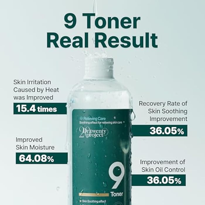 Dr.twentyproject 9 Toner - Soothing, Moisturizing, Sebum Control with Mugwort Extract for Sensitive, Dry, Oily Skin – Reduces Redness, Whiteheads, Blackheads - Korean Skin Care (300ml / 10.14 fl.oz) - Image 5