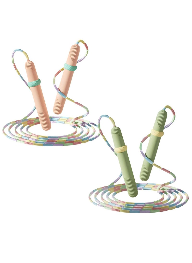 Dominy Soft Beaded Jump Rope, Adjustable Tangle Free Skipping Rope with Soft Anti-slip Handles, 9.2 Feet Segmented Kids Jumping Rope for Men, Women, Kids Keeping Fit  - Image 1