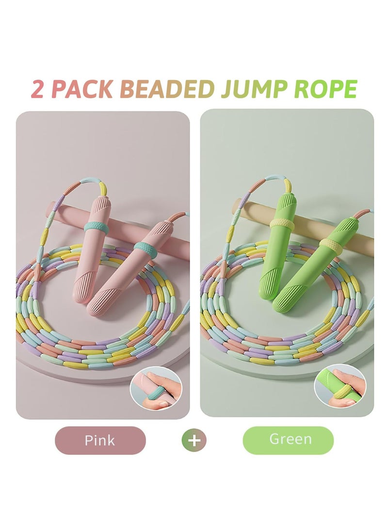 Dominy Soft Beaded Jump Rope, Adjustable Tangle Free Skipping Rope with Soft Anti-slip Handles, 9.2 Feet Segmented Kids Jumping Rope for Men, Women, Kids Keeping Fit  - Image 2