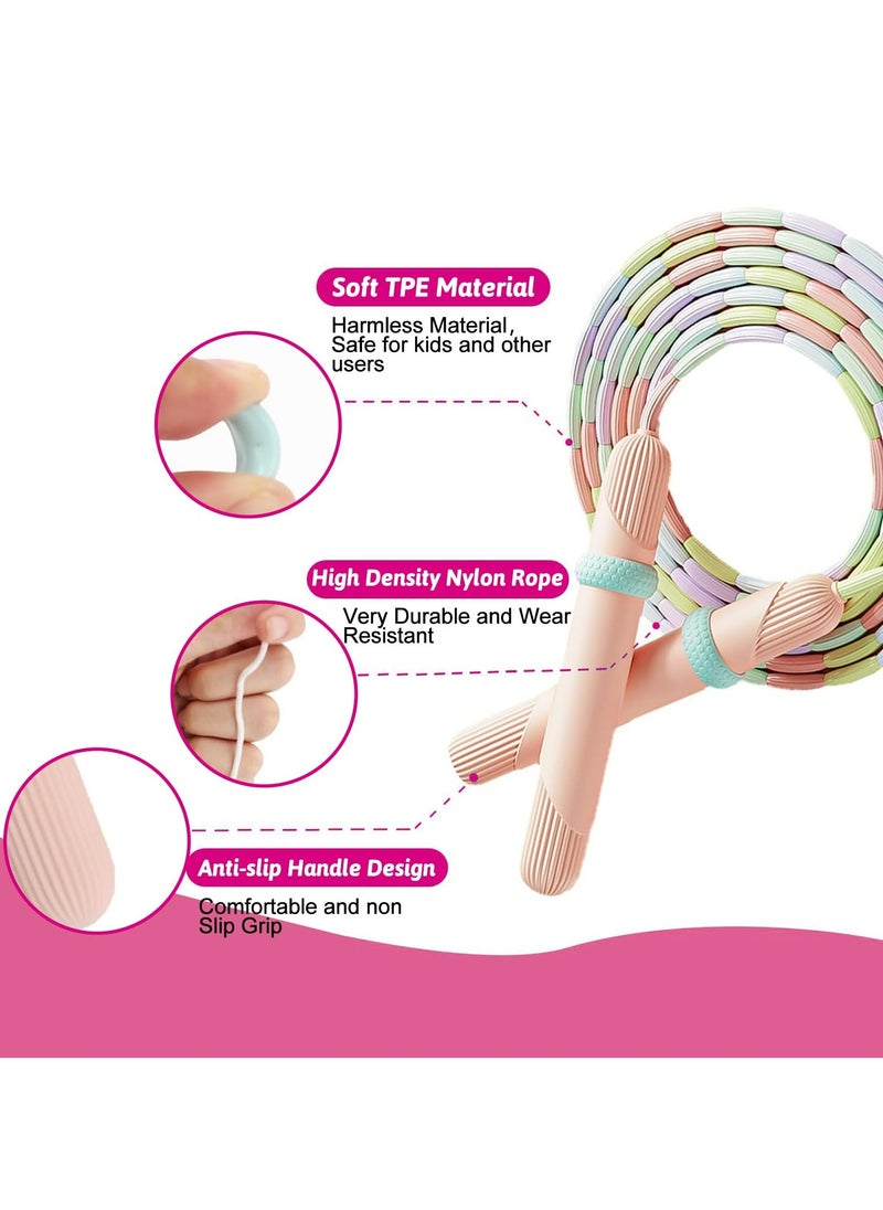 Dominy Soft Beaded Jump Rope, Adjustable Tangle Free Skipping Rope with Soft Anti-slip Handles, 9.2 Feet Segmented Kids Jumping Rope for Men, Women, Kids Keeping Fit  - Image 3