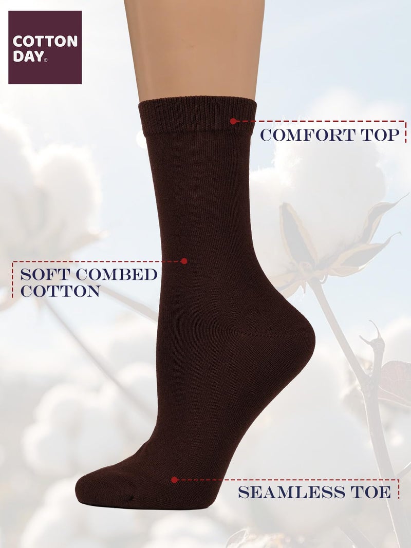 COTTON DAY Women's Soft Combed Cotton Dress Socks Seamless Toe (Beige Brown Cocoa 6-9) - Image 3