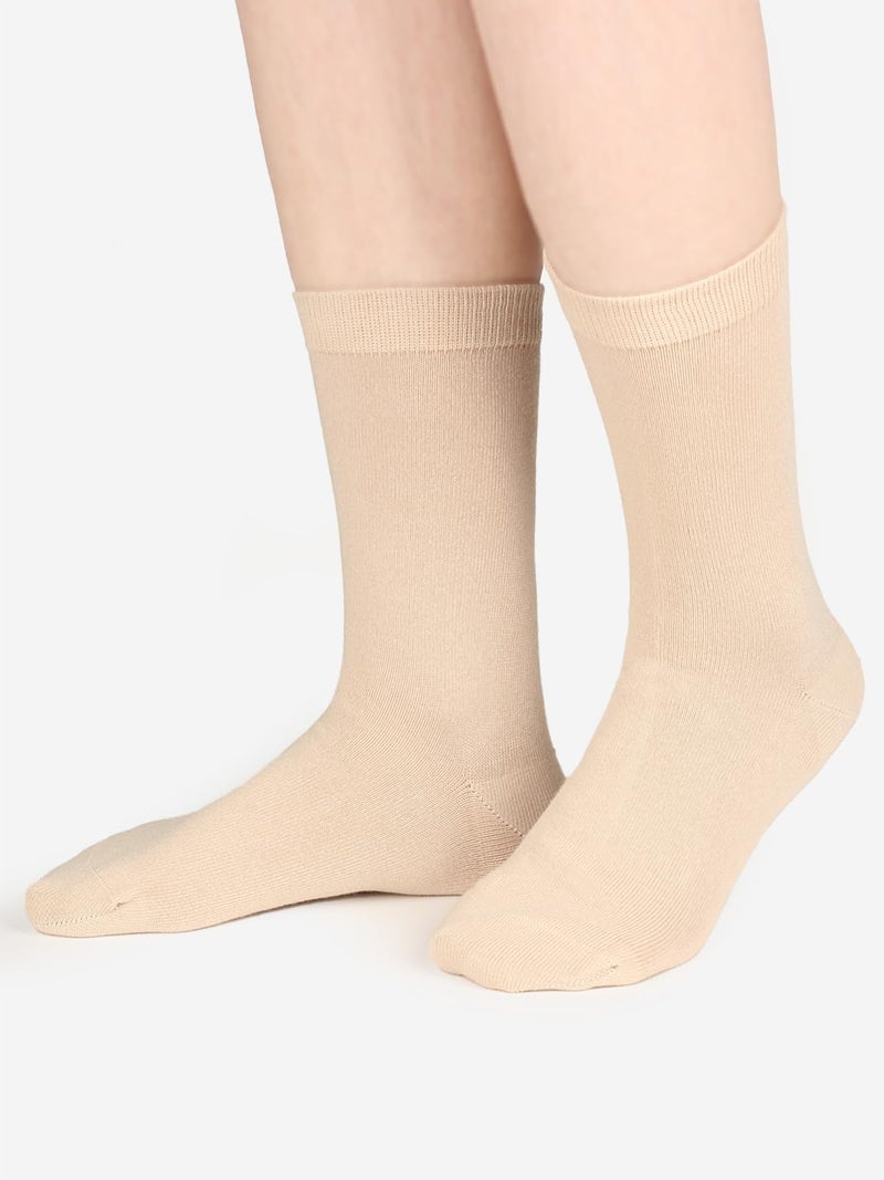 COTTON DAY Women's Soft Combed Cotton Dress Socks Seamless Toe (Beige Brown Cocoa 6-9) - Image 2