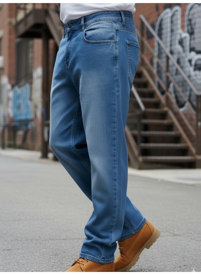 RIGO Blue Stretchable Straight Fit Jeans for Men - Image 3