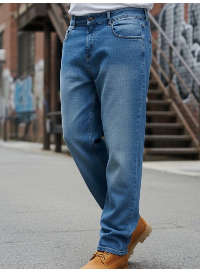RIGO Blue Stretchable Straight Fit Jeans for Men - Image 1