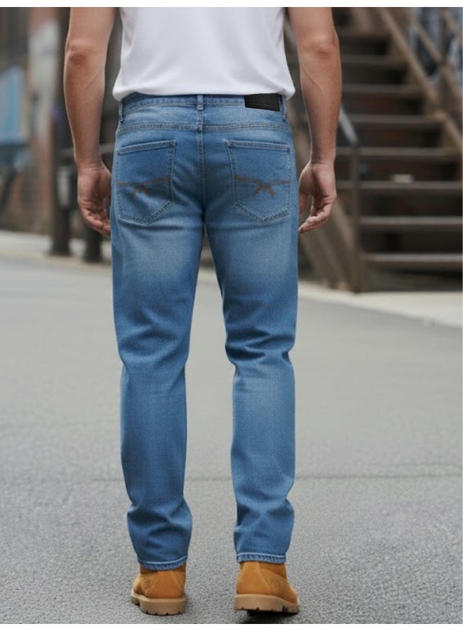 RIGO Blue Stretchable Straight Fit Jeans for Men - Image 2