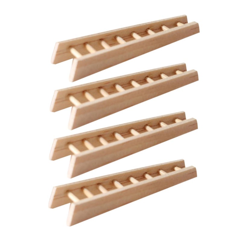 1 12 Scale Miniature Wooden Ladder 4pcs Dollhouse Furniture for Micro Landscape - Image 2